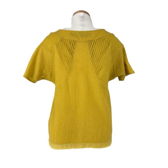 Lerario Beatriz 100% Wool Dolman Sleeve Top Chartreuse Size 10 Lagenlook Modern - Picture 4 of 10